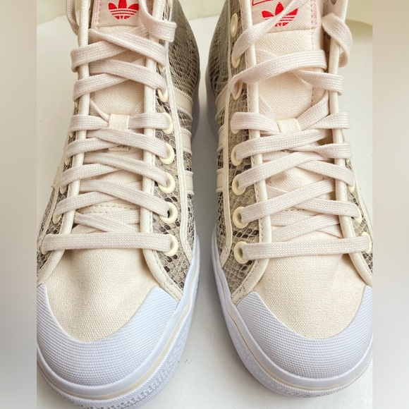 Adidas platform sneakers hi tops sneakers snake skin upper beige white sz 8 new - Picture 8 of 12